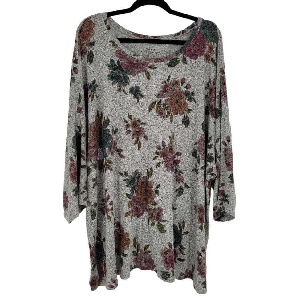 Torrid supersoft womens 5 Plush gray pink floral short sleeve